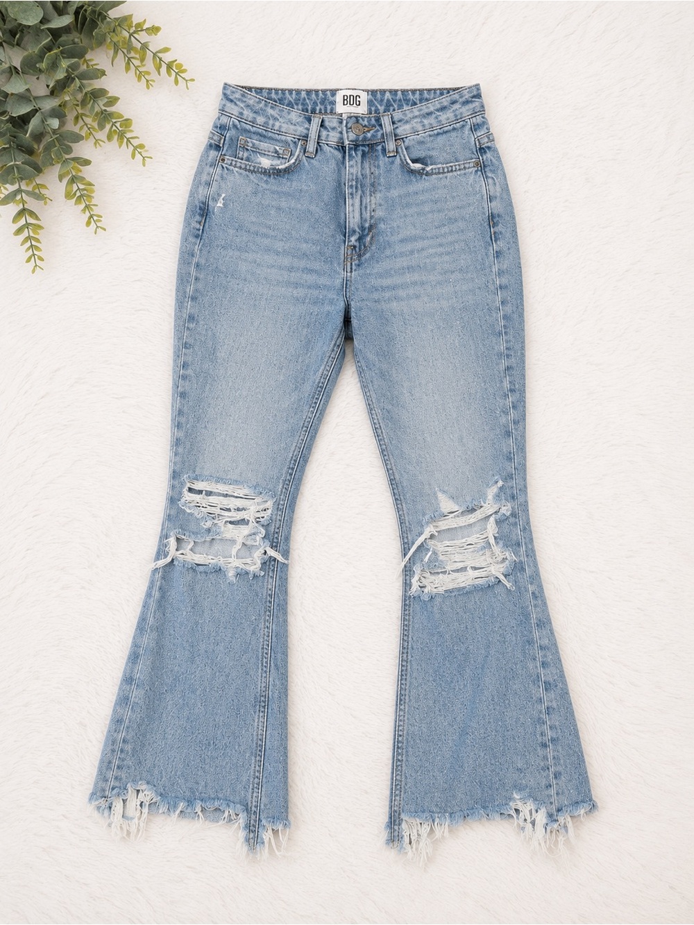 BDG Light Wash Distressed Flare Jeans